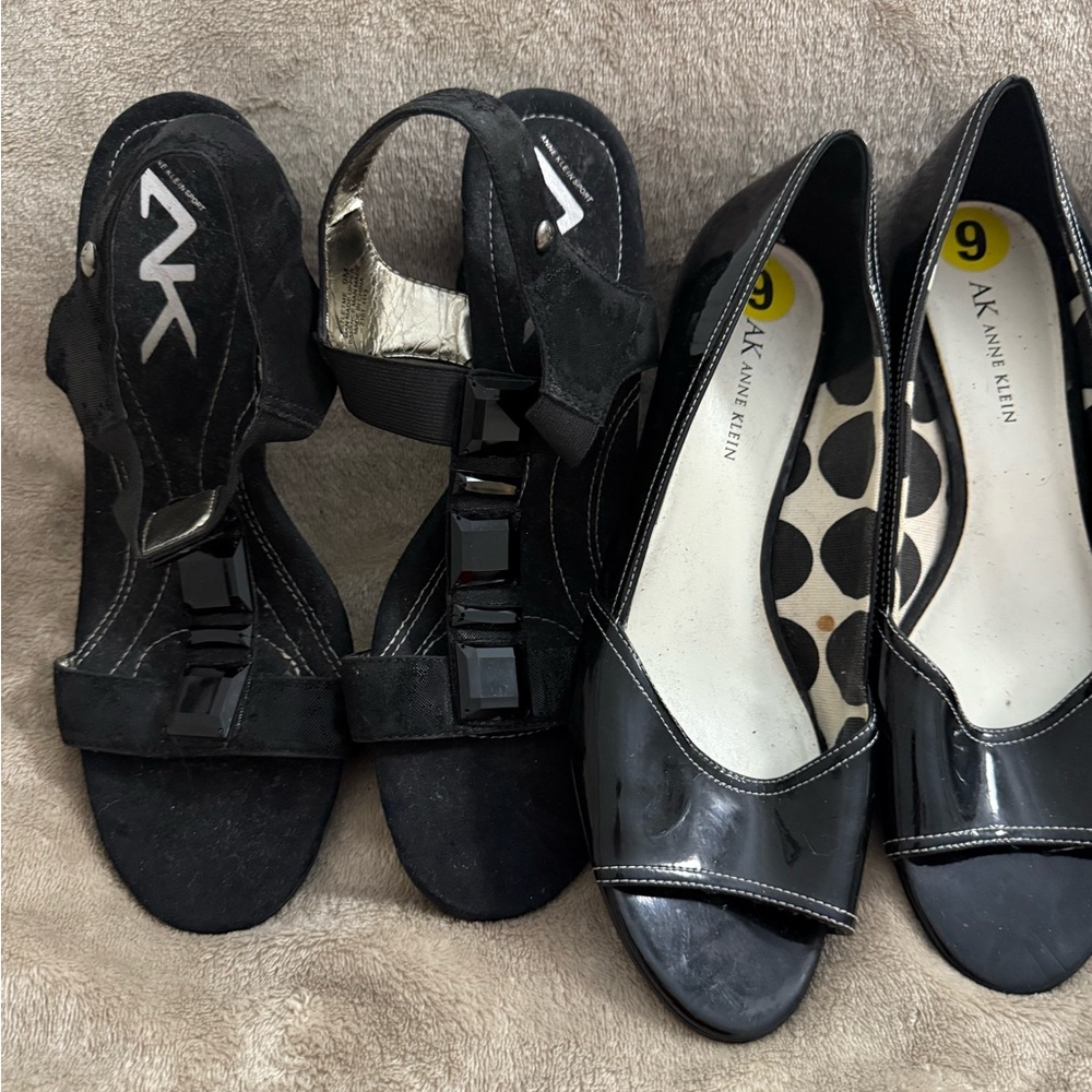 Anne Klein Black Shoes Collection 3 Pair Sz 9 - Picture 2 of 8